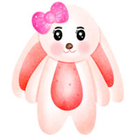 Pink long-eared rabbit with bow png