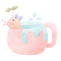 A little turtle in a coffee cup png