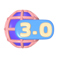 web 3.0 ícone de ilustração 3d png