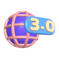 web 3.0 ícone de ilustração 3d png