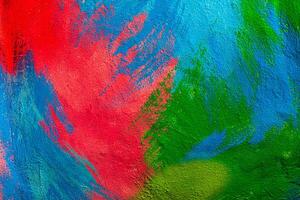 A fragment of colorful graffiti painted on a wall. Abstract urban background. Spray painting art. photo