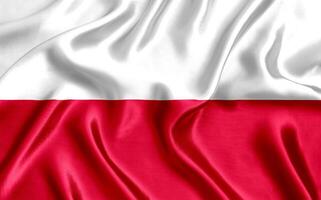 Flag of Poland silk close-up photo