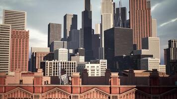 panoramic shot of a city's skyline at dusk video