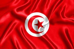 Flag of Tunisia silk close-up photo