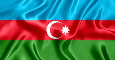 Flag of Azerbaijan silk close-up photo
