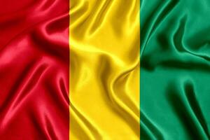 Flag of Guinea silk close-up photo