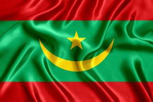 bandera de Mauritania seda de cerca foto
