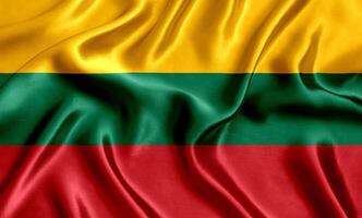 Flag of Lithuania silk close-up photo