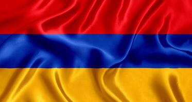 Flag of Armenia silk close-up photo
