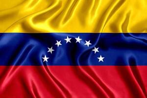bandera de Venezuela seda de cerca foto