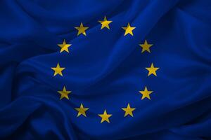 europeo Unión bandera ondulante en viento foto
