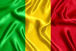 Flag of Mali silk close-up photo