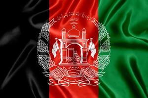bandera de Afganistán seda de cerca foto