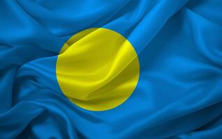 Palau National Flag Silk Texture photo