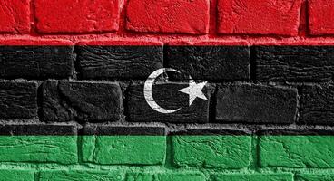 bandera de Libia en el pared foto