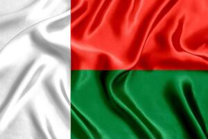 bandera de Madagascar seda de cerca foto