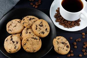 Sweet breakfast with cookies and coffee. photo