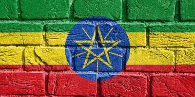 Flag of Ethiopia on the wall photo