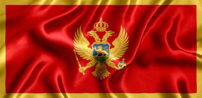 Flag of Montenegro silk close-up photo