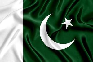 bandera Pakistán seda de cerca foto