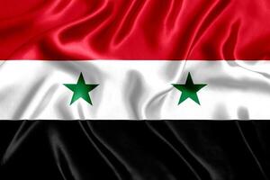 Flag of Syria silk close-up photo