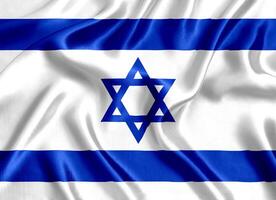 Flag of Israel silk close-up photo