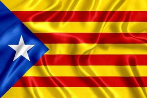 Flag of Catalonia silk close-up photo