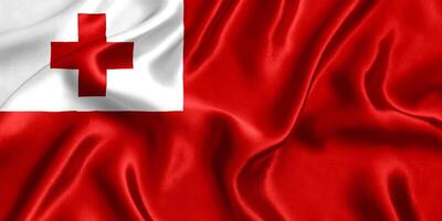 Flag of Tonga silk close-up photo