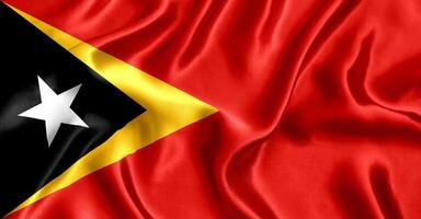 Flag of East Timor silk close-up photo