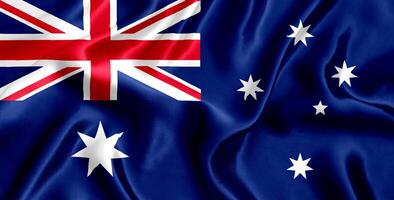 Flag of Australia silk close-up photo