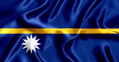 flag of Nauru silk close-up photo