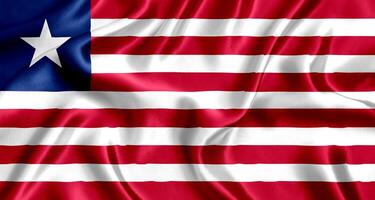 Flag of Liberia silk close-up photo