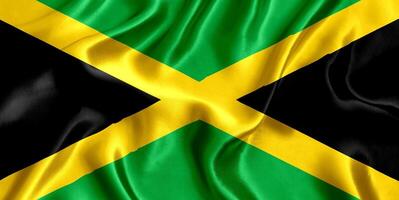 bandera de Jamaica seda de cerca foto