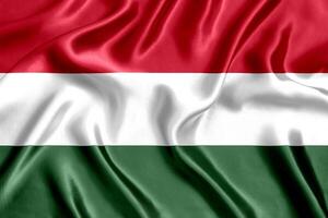 Flag of Hungary silk close-up photo