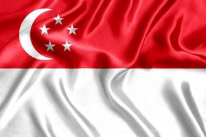 Flag of Singapore silk close-up photo