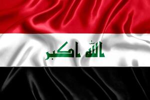 Flag of Iraq silk close-up photo