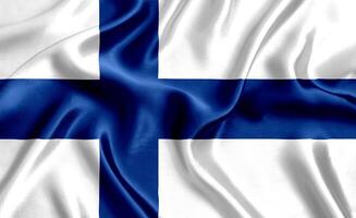 bandera de Finlandia seda de cerca foto