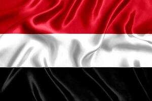 Flag of Yemen silk close-up photo