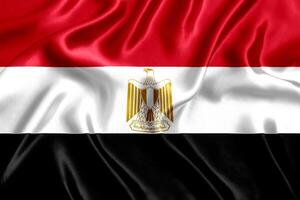 Flag of Egypt silk close-up photo