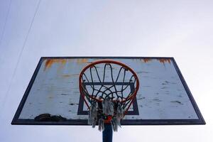 old street basket hoop, sports equipment photo