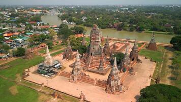 histórico cidade do ayutthaya, Tailândia aéreo video