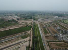 High angle view with drone of West Marina Housing Society in Lahore Pakistan on November 07, 2023 photo