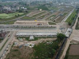 High angle view with drone of West Marina Housing Society in Lahore Pakistan on November 07, 2023 photo