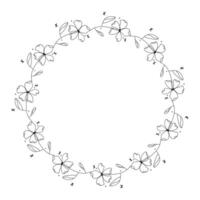 Hand drawn floral wreath on white background vector