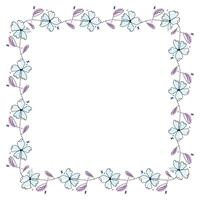 Hand drawn flowers wreath frame on white background vector