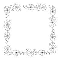 Hand drawn floral wreath on white background vector