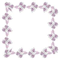 Hand drawn flowers wreath frame on white background vector