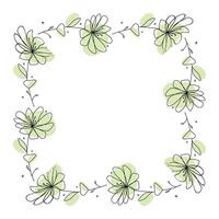 Hand drawn flowers wreath frame on white background vector