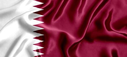 Flag Qatar silk close-up photo