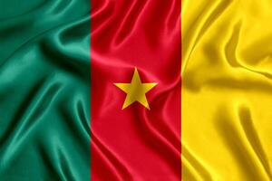 bandera Camerún seda de cerca foto